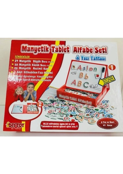 Manyetik Tablet Alfabe Eğitim Seti + Ayaklı Buzdolabı Magnetli Tablet+Harfler