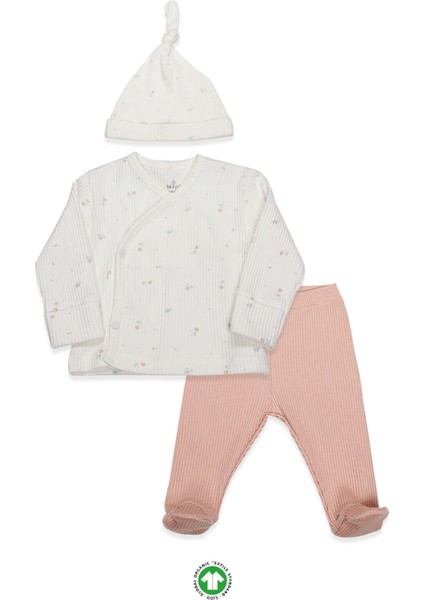 Bistyle Bloom White 3'lü Zıbın Takım 13112 Ekru Gül Kurusu