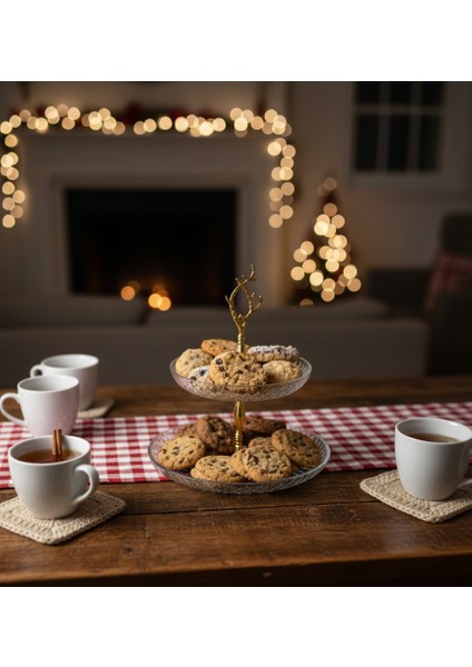 Altın Yaldızlı, 2 katlı, Cam Kurabiye, Lokumluk, Kek, Kahve Sunum Standı – 12 ve 16 cm Şık Tasarım Misafir Sunumları Için Zarif Seçim fiyatları
