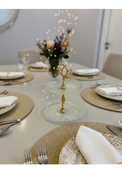 Altın Yaldızlı, 2 katlı, Cam Kurabiye, Lokumluk, Kek, Kahve Sunum Standı – 12 ve 16 cm Şık Tasarım Misafir Sunumları Için Zarif Seçim fırsatları