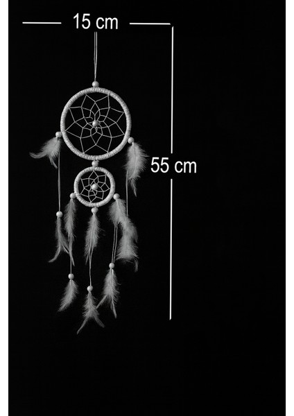 El Yapımı Beyaz Tüylü Iki Halkalı Rüya Kapanı – Kötü Rüyaları Uzaklaştıran Düş Kapanı indirimleri