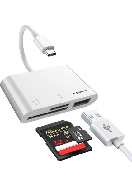 USB Type-C 3in1 Micro Sd Tf Hafıza Kartı Okuyucu USB Çevirici Kamera Macbook Matebook fiyatları