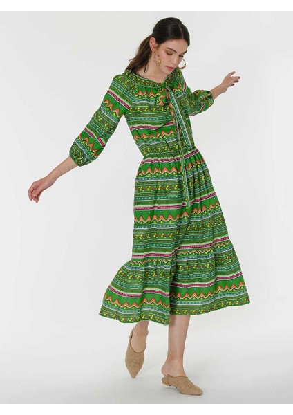 Desenli Uzun Günlük Elbise Standart Renk Y1967116_089 fiyatları