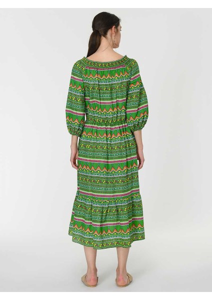 Desenli Uzun Günlük Elbise Standart Renk Y1967116_089 modelleri