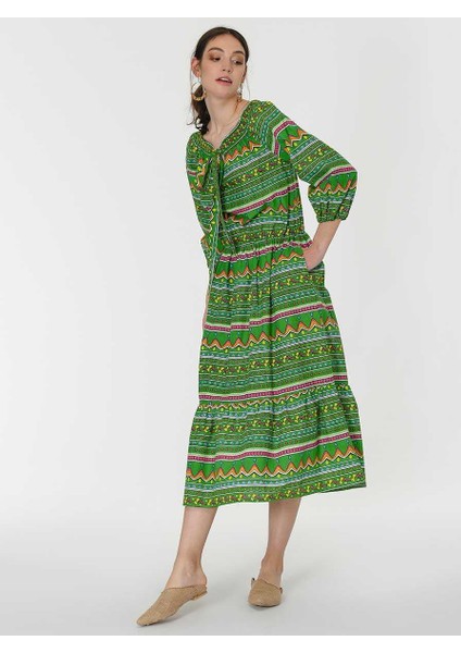 Desenli Uzun Günlük Elbise Standart Renk Y1967116_089 indirimleri