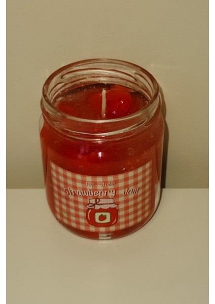 El Yapımı Çilek Reçeli Mum (Kavanozda) | Strawberry Jam Kokulu Mum fırsatları