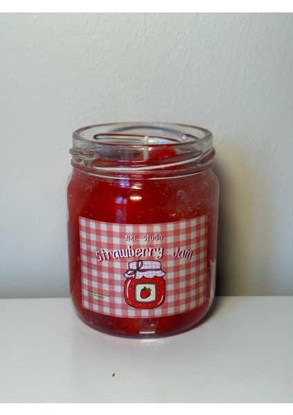 El Yapımı Çilek Reçeli Mum (Kavanozda) | Strawberry Jam Kokulu Mum indirimleri
