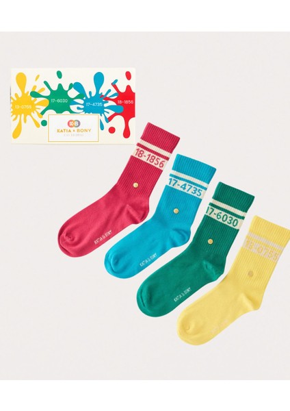 Unisex Pantone Renkli 4'lü Kutulu Soket Çorap fiyatları