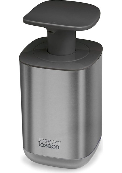 Joseph Presto Paslanmaz Çelik Hijyenik Easy-Push Sıvı Sabunluk, Geniş Pompalı, Tek Boy, Paslanmaz Çelik/gri