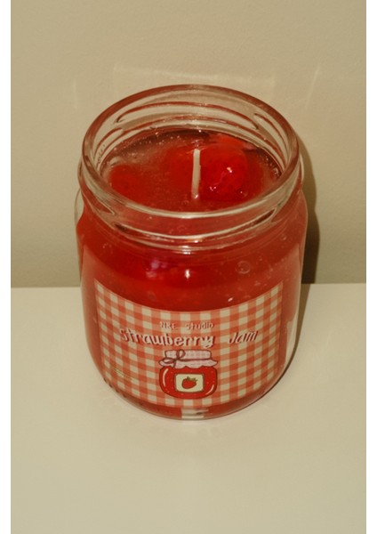 El Yapımı Çilek Reçeli Mum (Kavanozda) | Strawberry Jam Kokulu Mum