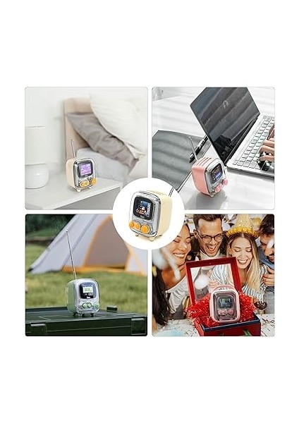 Tiivoo-2 Fm Radyo Bluetooth Hoparlör Çalar Saatli, Pixel Art Retro Mini Küçük Sevimli Kablosuz Hoparlör, Vintage Dekor Parti Ofis Ev Masası Yatak Odası Mutfak Dış Mekan Için Uygun, Krem fiyatları