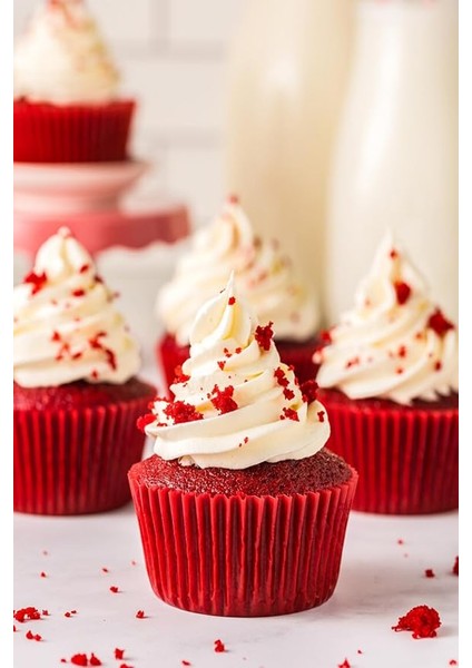 Hediye Sepeti Takribi 200 Adet Büyük Boy Kırmızı Muffin Kek Kalıbı, Cupcake Kağıdı, Browine Kalıbı 50X40 mm