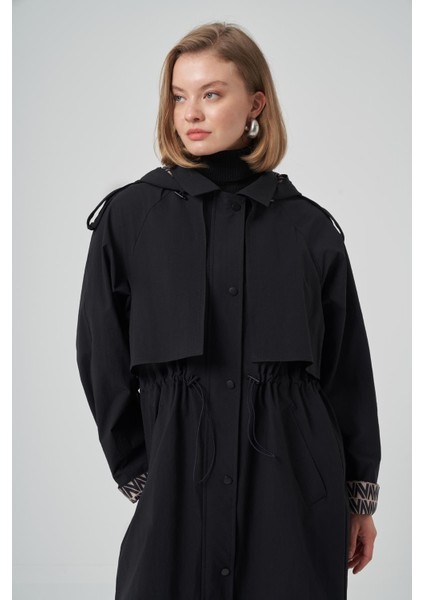 6033 Kapişon ve Kol Yazı Detay Trenç fiyatları