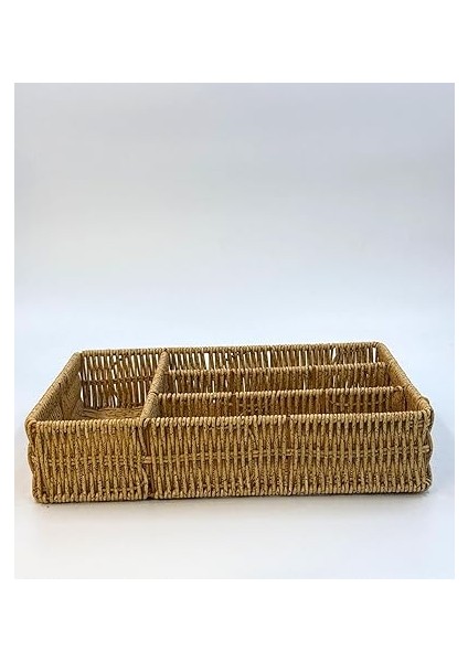 Home Hasır Örgülü 5 Gözlü Kaşıklık – Çekmece Içi Kaşık, Çatal, Bıçak Düzenleyici Organizer, Doğal Hasır El Yapımı Mutfak Gereçleri Saklama Ünitesi, Estetik ve Fonksiyonel Tasarım (Plastik Örgü) indirimleri