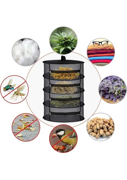 4 Katlı Fermuarlı Meyve Sebze Kurutma Filesi | Katlanabilir Doğal Kurutma Sepeti Siyah fiyatları