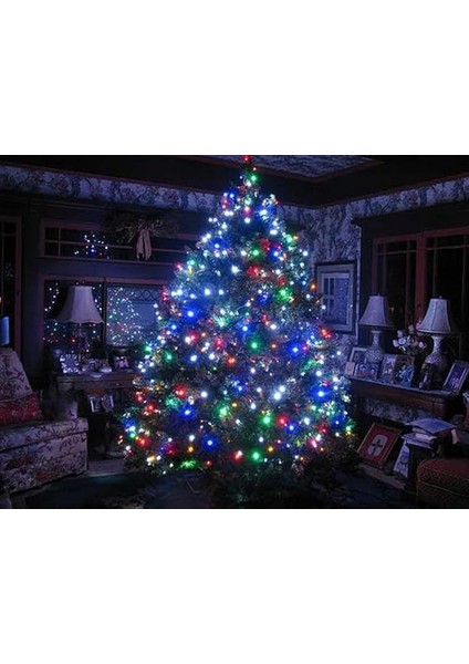 10 Metre Fişli Rgb LED Işık Noel Yılbaşı Ağacı Işığı LED Ampül Çam Ağacı Balkon Merdiven Salon Yada Oda Süslemelerinde Kullanıma Uygun 220V Prizden Enerjisini Alır