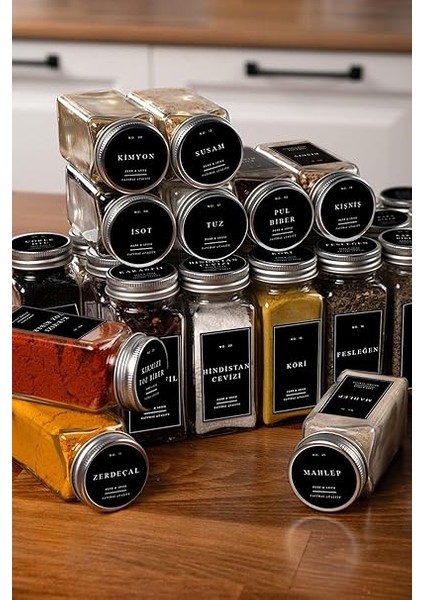 Home 24'lü Baharatlık Seti, 120 Ml, Siyah Kapak ve Etiketli Standsız Takım indirimleri