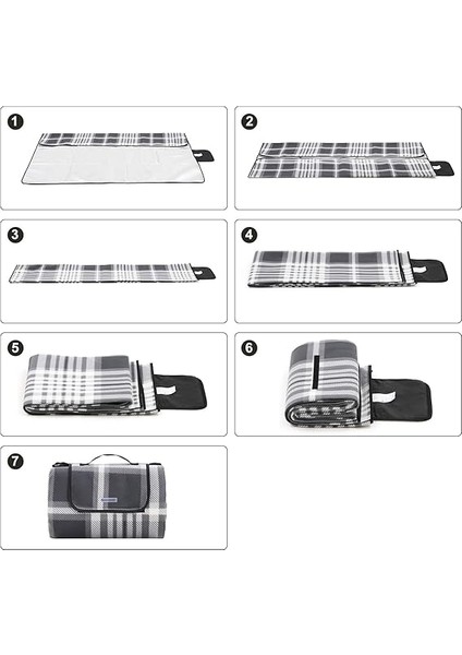 Piknik Örtüsü, 195 x 150 Cm, Büyük Plaj Örtüsü, Kamp Örtüsü, Dış Mekan, Kamp, Park, Bahçe, Plaj, Su Geçirmez Alt Kısım, Katlanabilir, Gri-Beyaz GCM60GW indirimleri