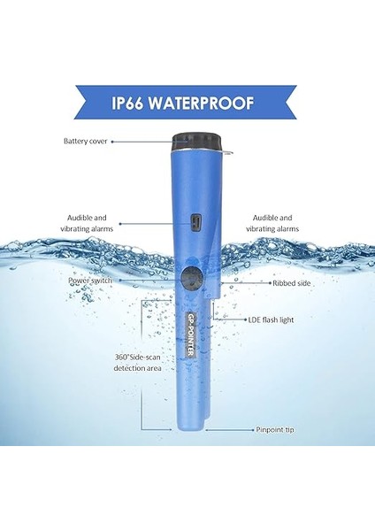 Shine Metal Dedektörü, Pinpointer, Su Geçirmez Taşınabilir Metal Detektörü, Entegre LED Göstergeli, 360° Tarama Iğnesi, Pointer Altın, Madeni, Para Avı Için Metal Vizör, Takı, Mavi fiyatları