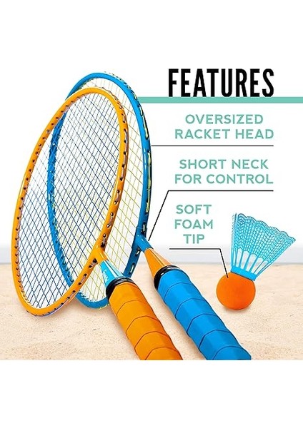 Sports Badminton Raket Seti - Smashminton, Büyük Boy- 2 Oyuncu, Arka Bahçe, Badminton Topu, Gençler ve Çocuklar Için fırsatları