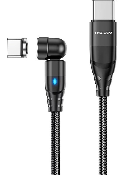 Uslion 100W 5A Usb-C Usb-C Manyetik Mıknatıslı Hızlı Şarj ve Data Kablosu 1 Metre