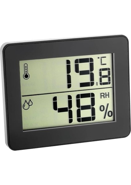 Slim Dijital Nem Ölçer Termometre, Siyah