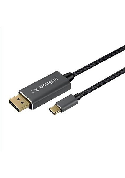 USB C To Displayport Kablo - Dp 1.4, Thunderbolt 4/3, Hdr, 8k 60Hz, 4K 144Hz/120Hz/60Hz, 2k 240Hz, Full Hd 240Hz, Örgülü, 2 Metre (CDP14B-PRO)
