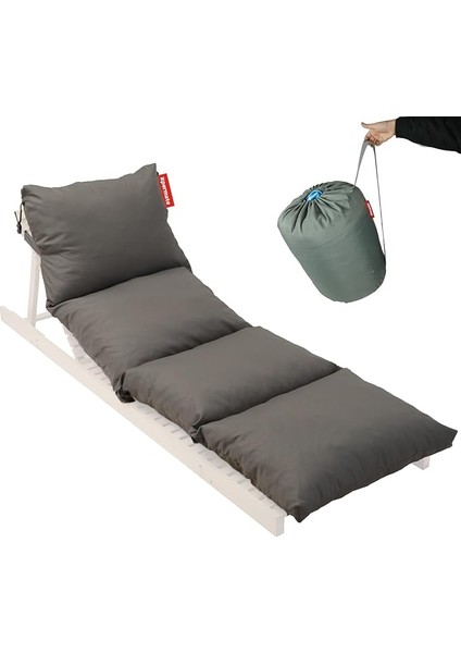 Pofuduk Şezlong Minderi 60X180X12CM Su Itici,katlanır,uv Güneş Dayanımı, Fermuar (Antrasit)
