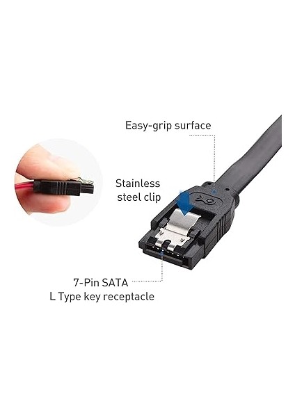 2'li Sata Iıı Kablo 40CM, 6 Gbits, 90° Açılı, 1 Düz ve 1 90 Derece Açılı, Orjinal fırsatları