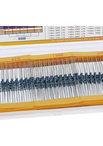 1/4W Direnç Çeşitleri Kiti 40 Değerler 400 Adet 1/4WATT Metal Film Sabit Dirençler Çeşitlilik Paketi 0 Ohm Ila 10M Ohm 0.25 Watt Rohs ±% 1 Tolerans ile Uyumlu indirimleri