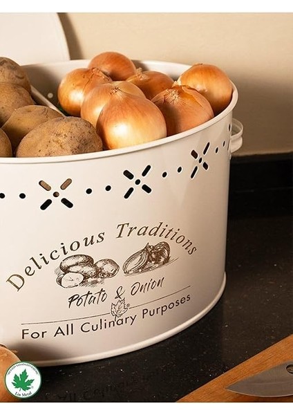 Metal Büyük Boy Bölmeli Lüx Metal Patates Soğan Kovası Krem fiyatları