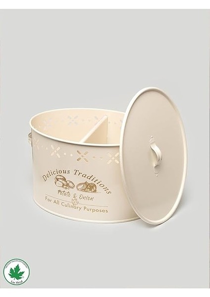 Metal Büyük Boy Bölmeli Lüx Metal Patates Soğan Kovası Krem fırsatları