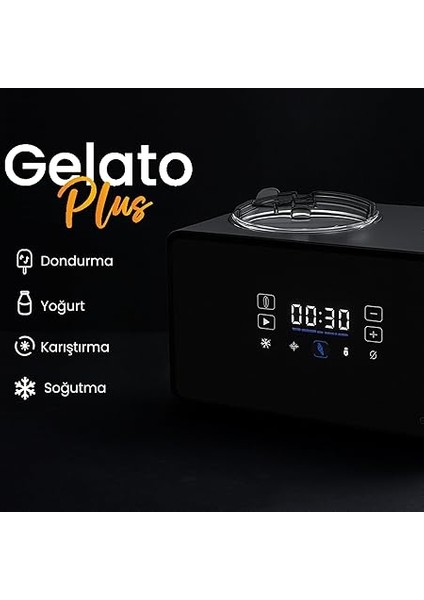 Gelato Plus Dondurma Makinesi - 3 Farklı Hız Ayarı, Kompresörlü Soğutma, Gelato, Sorbe, Frozen, Dondurma, Milkshake, Yoğurt- Paslanmaz Çelik Gövde - 1.5 Litre Kapasite indirimleri