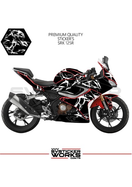 Rks Srk 125R Kaplama Sticker Şimşek Yıldırım Motor Kaplama Modeli Hazır Kit