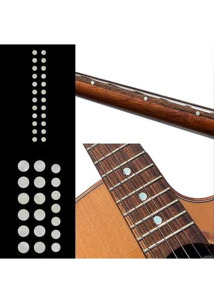 Gitar ve Bas Için Çıkartma Klavye Konum Işaretleyici - Custom Dots Seti - Beyaz Inci F-085CD-WT-AZ