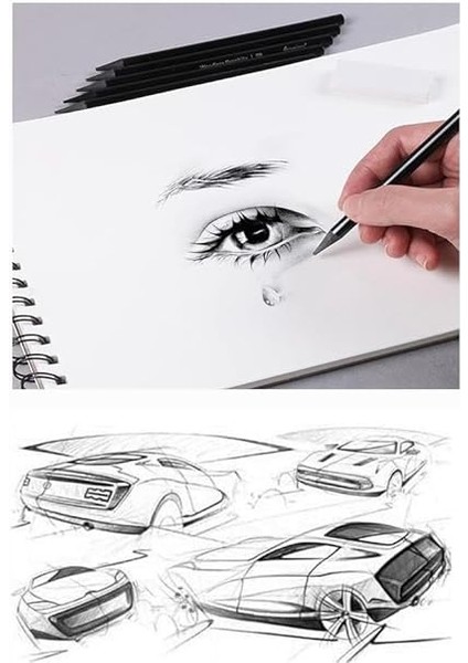 A5 Eskiz Defteri Spralli 50 Yaprak Karakalem Çizim Seti Gölgelendirme Kalemi Hamur Silgi Fatih Dereceli Kalem Hobi Tasarım Seti fırsatları