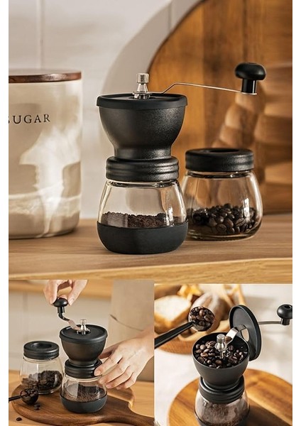 Matera Coffe Grinder Seramik Öğütücülü Cam Kahve Değirmeni Öğütücüsü