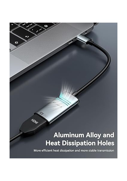 USB C - HDMI 2.1 Adaptör 8K@60Hz 4K@144Hz Alüminyum Tip-C HDMI Kablosu, Thunderbolt 4 3 Destek 48 Gbps/hdcp2.3/hdr Dizüstü Bilgisayar, Tablet Için Uyumlu indirimleri