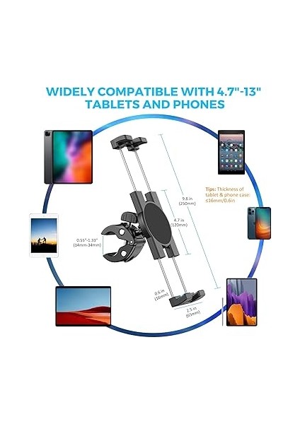 Tablet Tutucu, Koşu Bandı, iPad Tutucu, Ev Egzersiz Aleti, Bisiklet Cep Telefonu Tutucu, 360° Döndürülebilir Tablet Tutucu, iPad Pro, iPad Mini Air Samsung Galaxy Tab (4,7 – 13 Inç) Için Gidon indirimleri