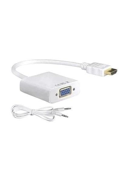HDMI To VGA Dönüştürücü Kablo Ses Destekli Adaptör Çevirici Ps3 Kulaklık Monitör Tv LED Uydu 4548 fiyatları