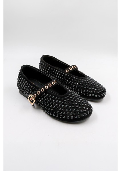 Kristebell Ithal Özel Seri Kadın Taşlı Süet Deri Babet KB1020 - Siyah - 36 fiyatları