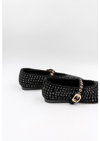 Kristebell Ithal Özel Seri Kadın Taşlı Süet Deri Babet KB1020 - Siyah - 36 modelleri