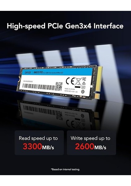 NM610PRO 2tb Ssd, M.2 2280 Pcıe GEN3X4 Nvme 1.4 Dahili, 3300 Mb/sn'ye Kadar Okuma, 2600 Yazı, Dahili 3D Nand Flash Solid State Sürücü, Dizüstü, Masaüstü Için fiyatları