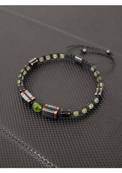 Zebercet(Peridot)-Damla Kehribar-Hematit Doğaltaş Bileklik Takı Aksesuar Erkek Bileklik modelleri
