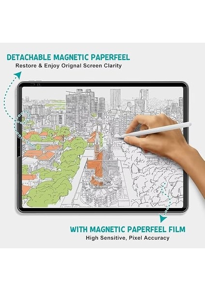 iPad Pro 11 2024 M4 Için Manyetik Folyo, Koruyucu Folyo, Mat Kağıt Manyetik Folyo, Yazı Çizmek Için, Parlama Önleyici, Daha Az Parmak Izi, Kolay Kurulum, Çizilmez fırsatları