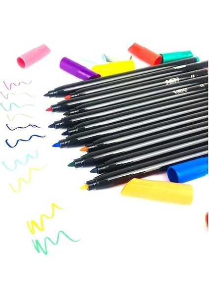 Intensity Keçeli Boyama Kalemi 12 Renk, Su Bazlı Mürekkep, 0.9mm Keçeli Kalem Ucu, Yetişkin Boyama Için Ideal indirimleri