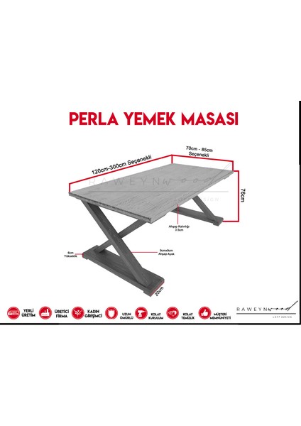 Wood Perla Doğal Ahşap Mutfak Masası Takımı – El Işçiliği Beyaz Eskitme & Açık Ceviz (Masa +1 Bank) 8 Kişilik