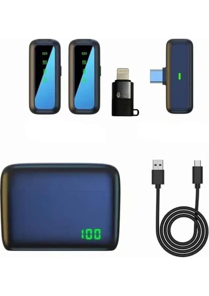 Sx6 Iphone ve Type-C Uyumlu Kablosuz Yaka Mikrofonu Göstergeli LED Şarj Kutulu Gürültü Azaltma modelleri