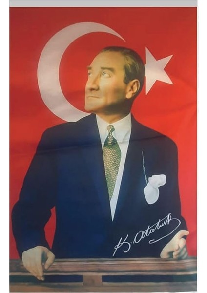 Bayrak Atatürk Baskılı Türk Bayrağı 70X105 cm Raşel Kumaş Dijital Baskı indirimleri
