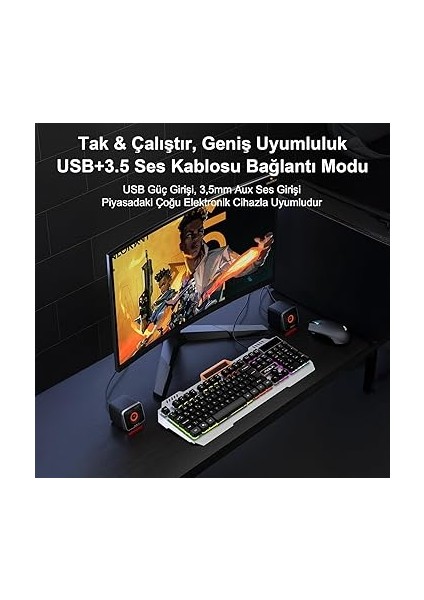 A200 Rgb Işıklı Masaüstü Gaming 3.5mm Jack Bilgisayar Pc Hoparlörü indirimleri